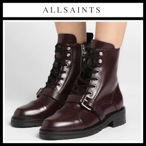 All Saints Burgundy Combat Boots
